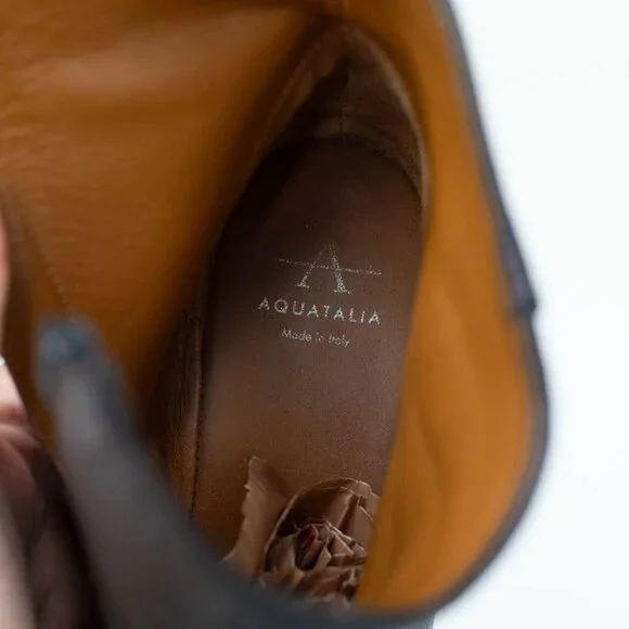 Aquatalia Ulyssa Leather Boots Pebble Black Ankle Boots Bootie Side Zip Size 7.5 - Picture 10 of 11